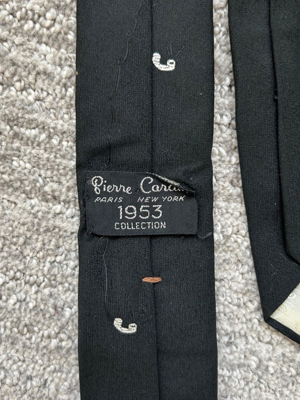 Vintage Skinny Tie Pierre Cardin 1953 Collection Telephone Motif